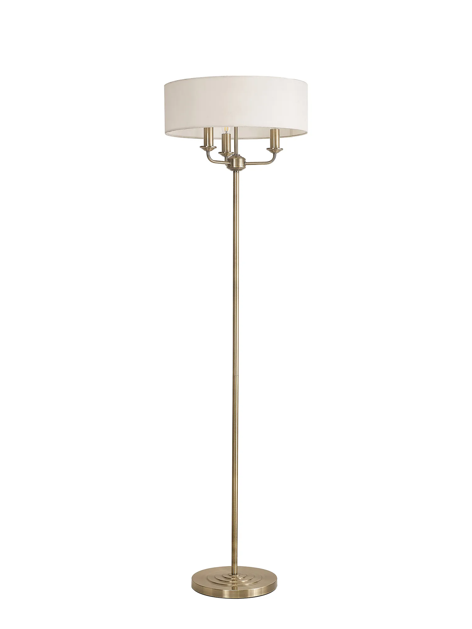 Banyan 45cm 3 Light Floor Lamp Antique Brass, White DK0901  Deco Banyan AB WH